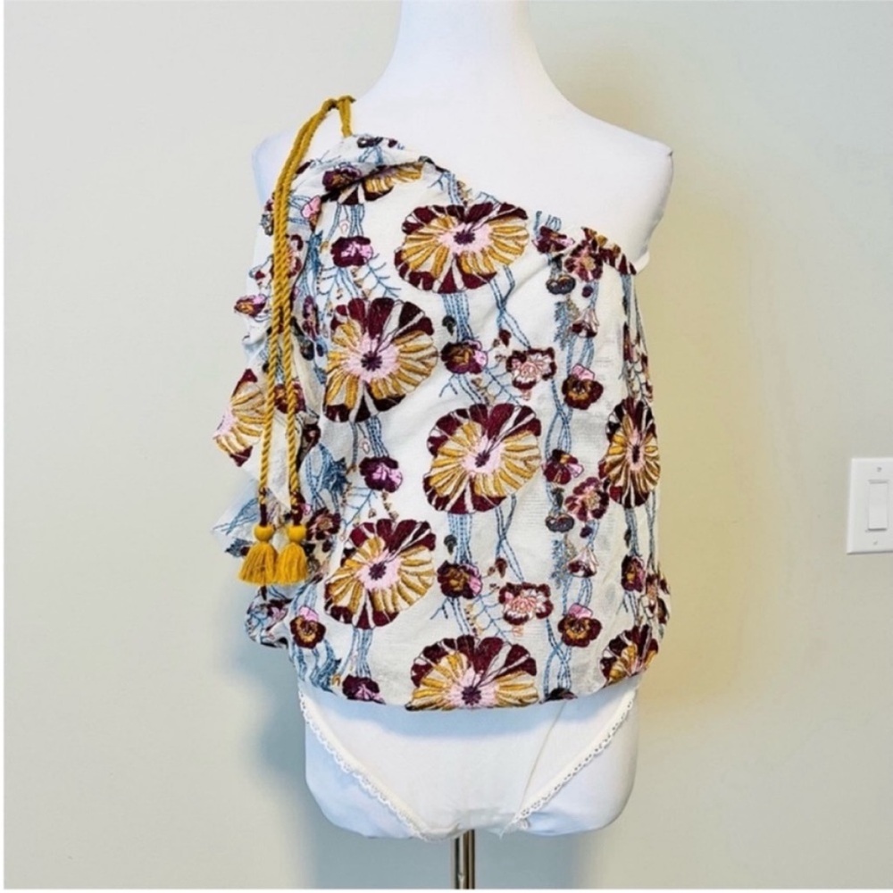 Free People Floral One-Shoulder Bodysuit